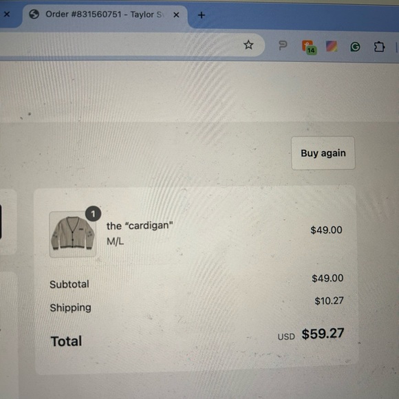 Taylor Swift Folklore Album Original Cardigan M/L - Picture 4 of 5